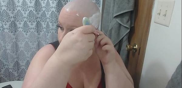  Sexy Mature  Submissive Camgirl TheSweetSav Shaving Her Head Smooth